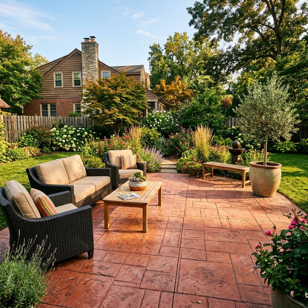 Terracotta — Ashlar Slate Patio colored stamped concrete